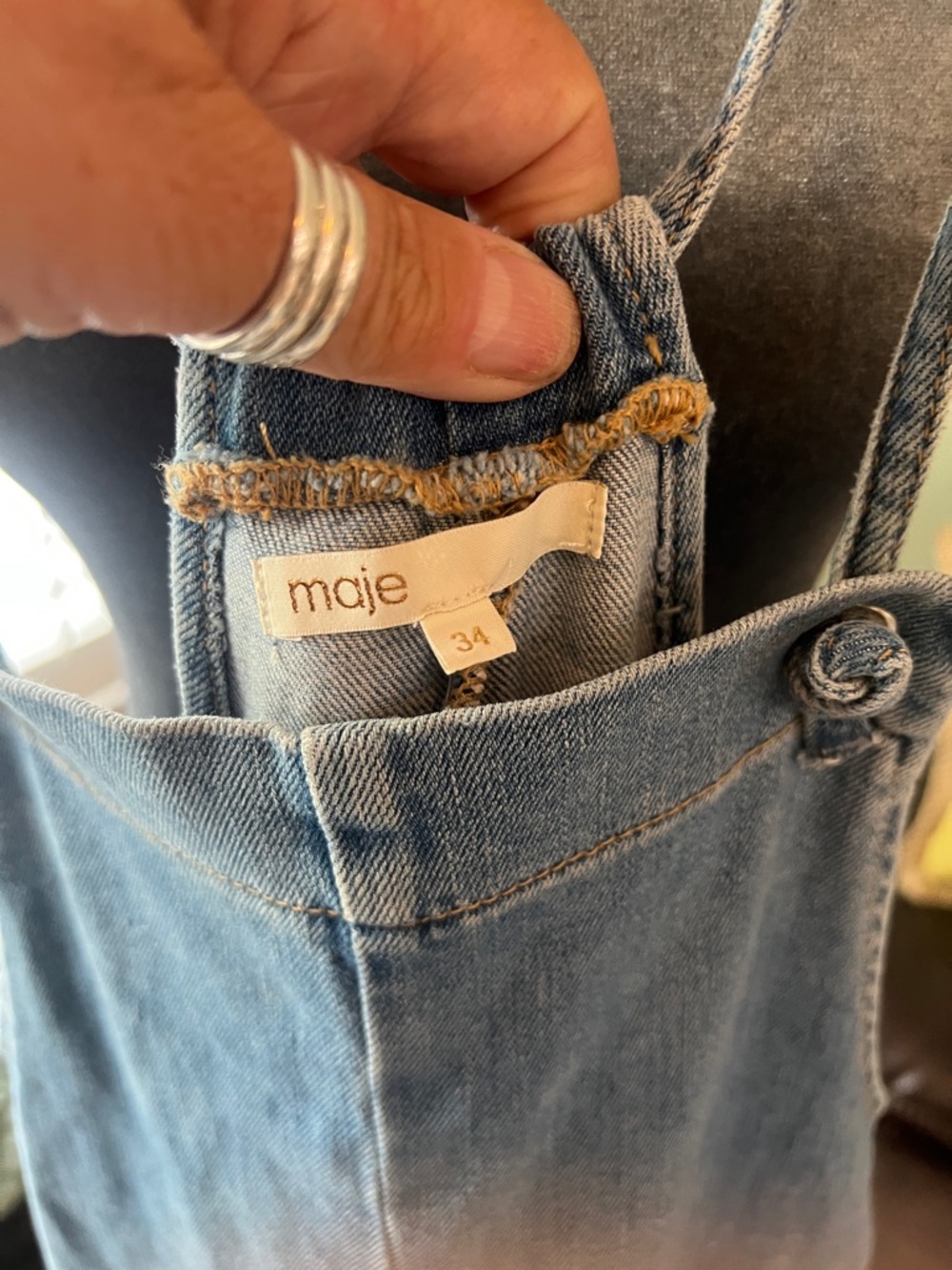 Maje Light Blue Denim Pinafore Overalls. PLEASE VIEW MEASUREMENTS. - Picture 2 of 7